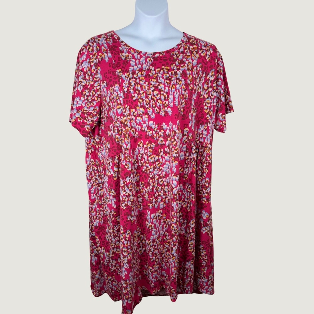 LOGO Lori Goldstein Katya Dress 3XP Pink Animal Print A397294 Midi Hi Low
